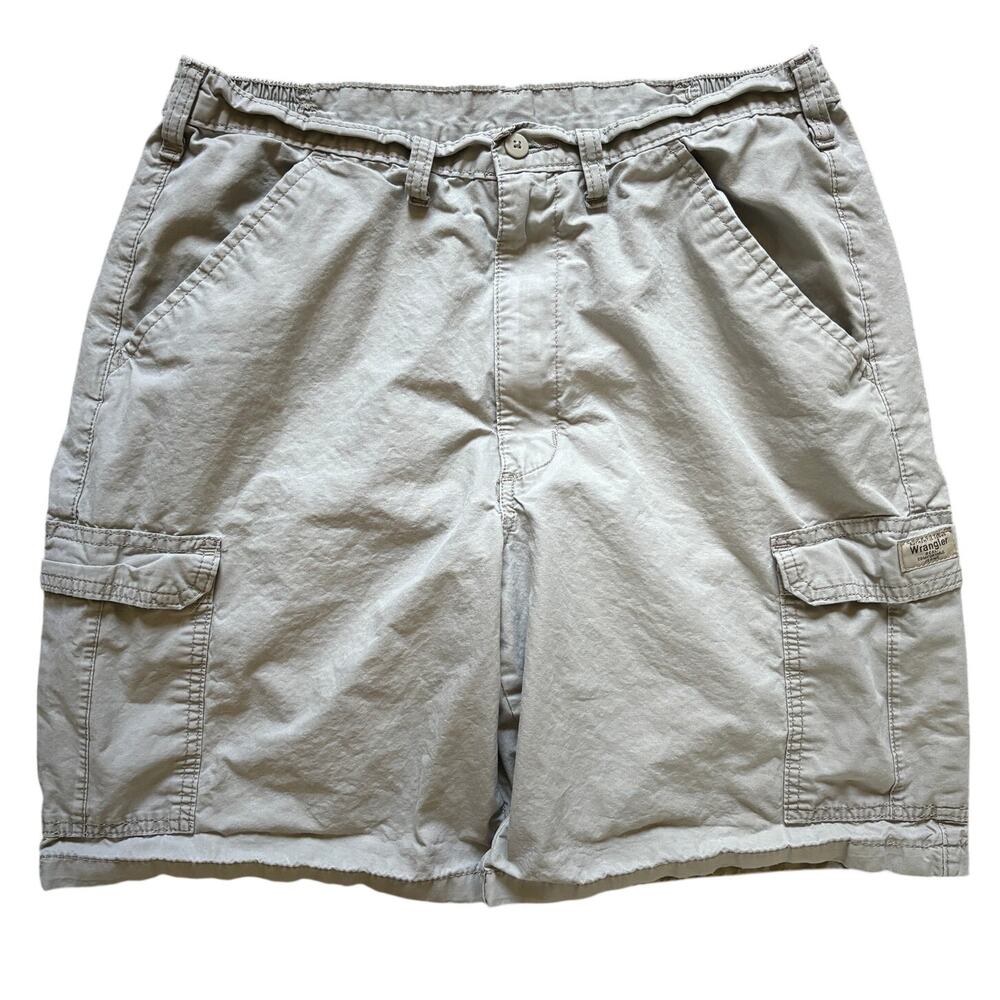 y2k 2000s Wrangler baggy wide leg cargo shorts tan 30x9 streetwear summer retro